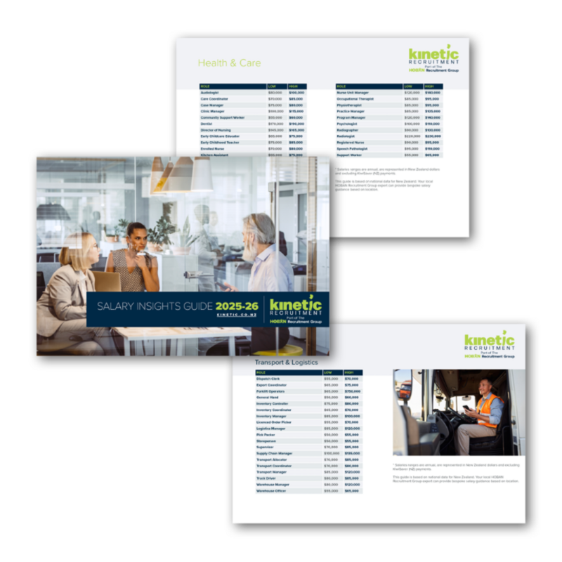 Kinetic Recruitment Salary Insights Guide 2025/26 cover image – New Zealand salary benchmarks